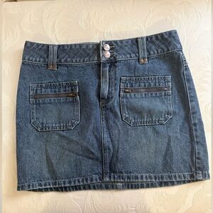Tilt Denim Mini Skirt Size 3 Y2K Blue Zip Pocket Low Rise Jean Skirt
